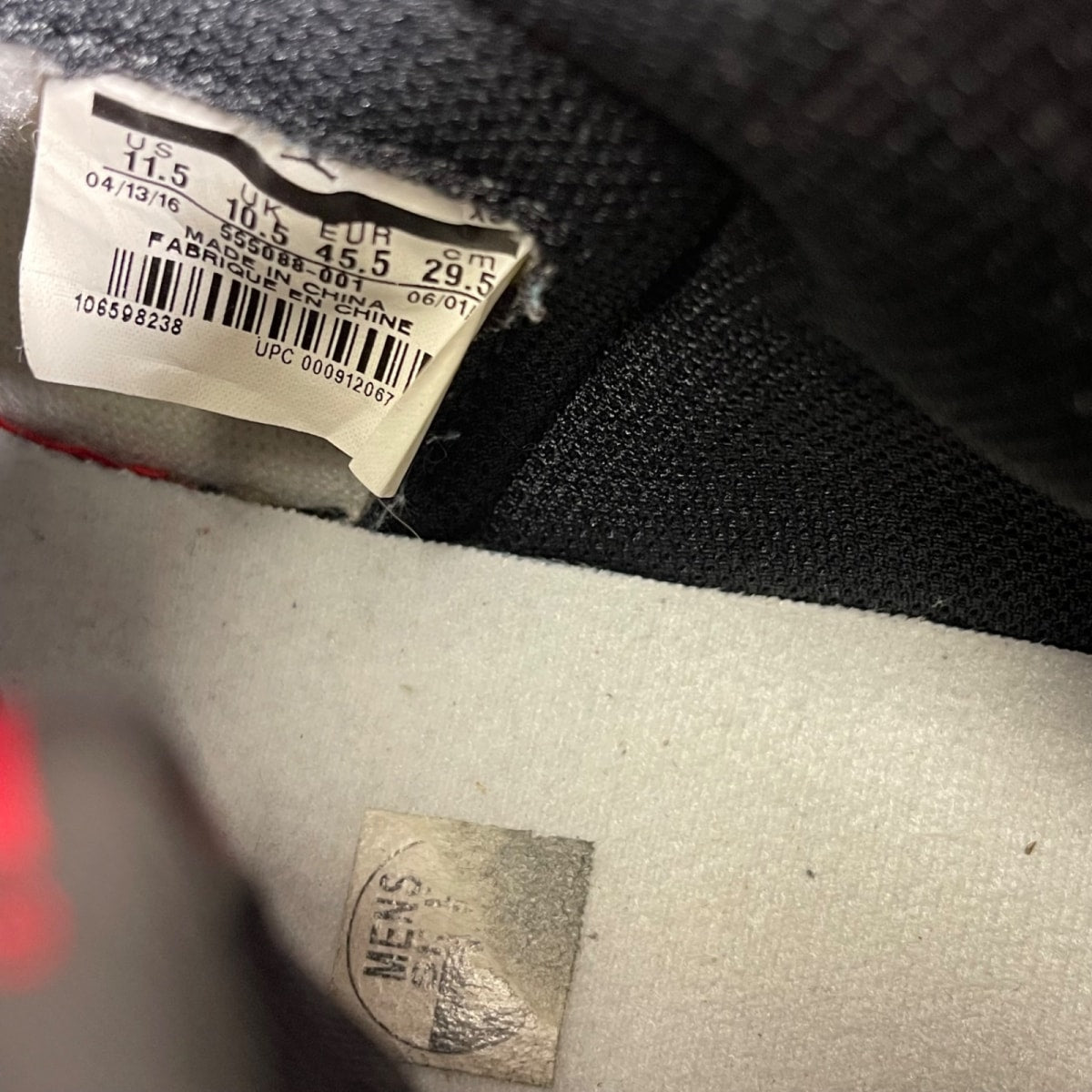 Jordan 1 Retro High Bred Banned (2016) 11.5 (Moderately Worn Pre-Owned)JordanBlack/Varsity Red-White - Image 6
