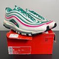 Nike Air Max 97 South Beach 9 (Moderately Worn Pre-Owned)NikeWhite/Pink Blast-Kinetic Green-Black - Image 1