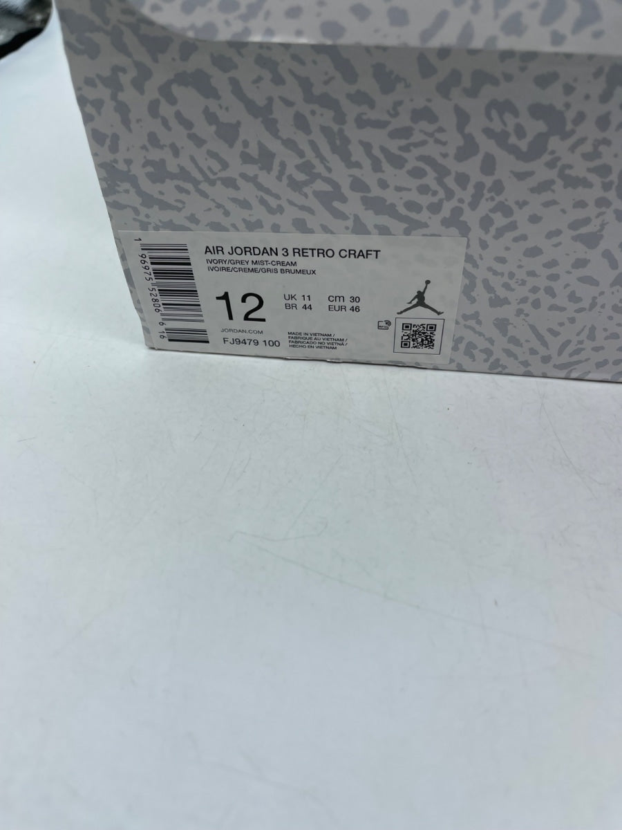 Jordan 3 Retro Craft Ivory 12 (Moderately Worn Pre-Owned)JordanIvory/Grey Mist/Cream - Image 9