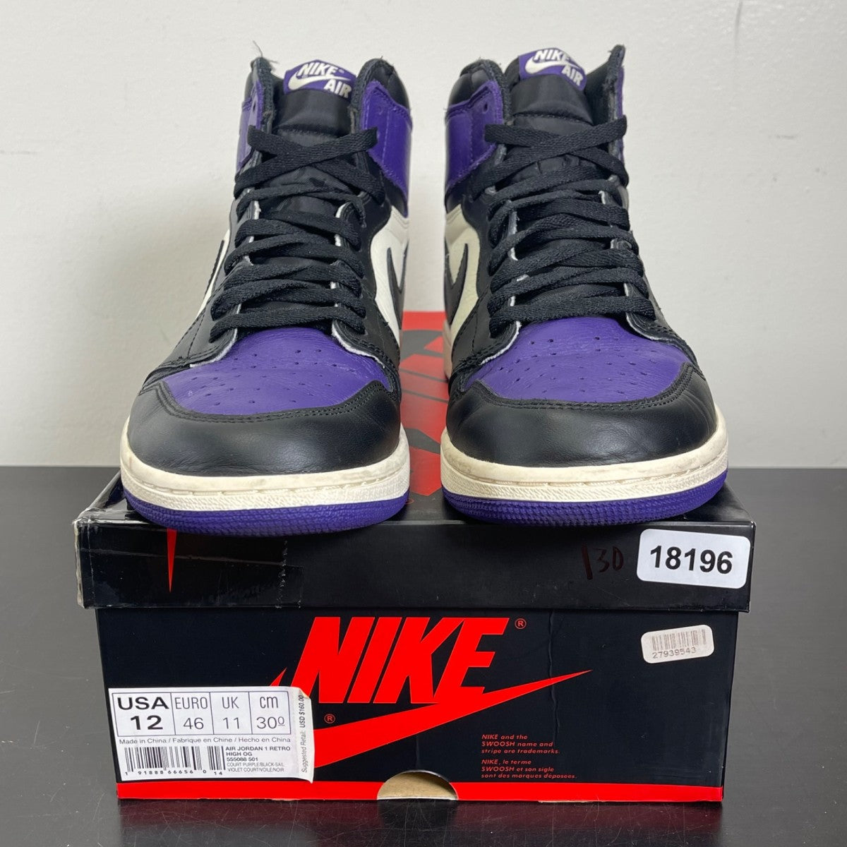 Jordan 1 Retro High Court Purple 12 (Moderately Worn Pre-Owned)JordanCourt Purple/Black-Sail - Image 2