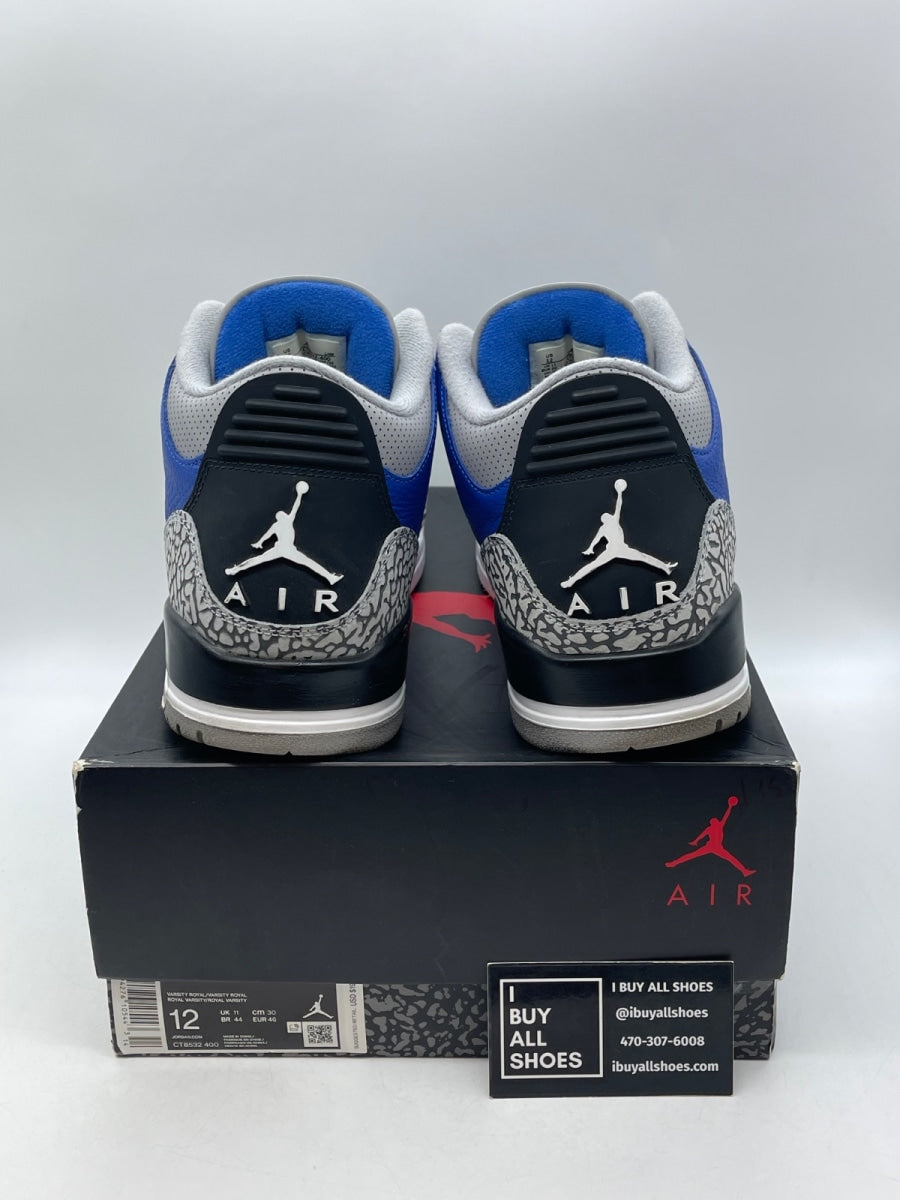 Jordan 3 Retro Varsity Royal Cement 12 (Moderately Worn Pre-Owned) - Image 3