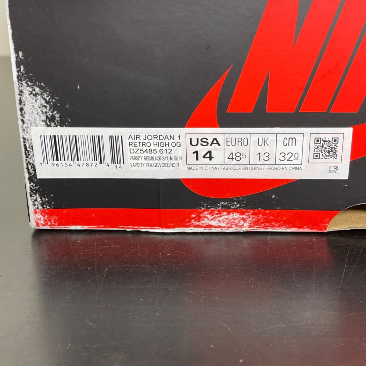 Jordan 1 Retro High OG Chicago Lost and Found 14 (Moderately Worn Pre-Owned)JordanVarsity Red/Black-Sail-Muslin - Image 7