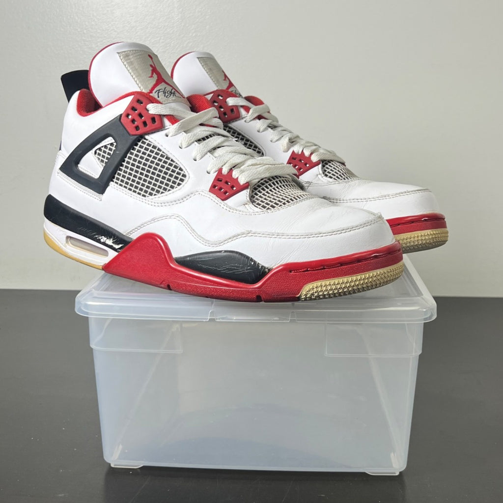 Jordan 4 Retro Fire Red (2012) 12 (Heavily Worn Pre-Owned)JordanWhite/Varsity Red-Black - Image 1