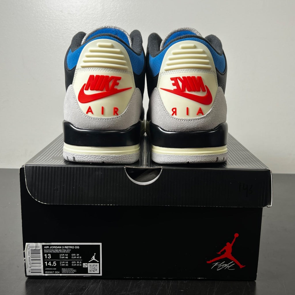 Jordan 3 Retro OG Rare Air 13 (Lightly Worn Pre-Owned)JordanBlack/Chile Red/Neutral Grey/Military Blue/Coconut Milk - Image 5
