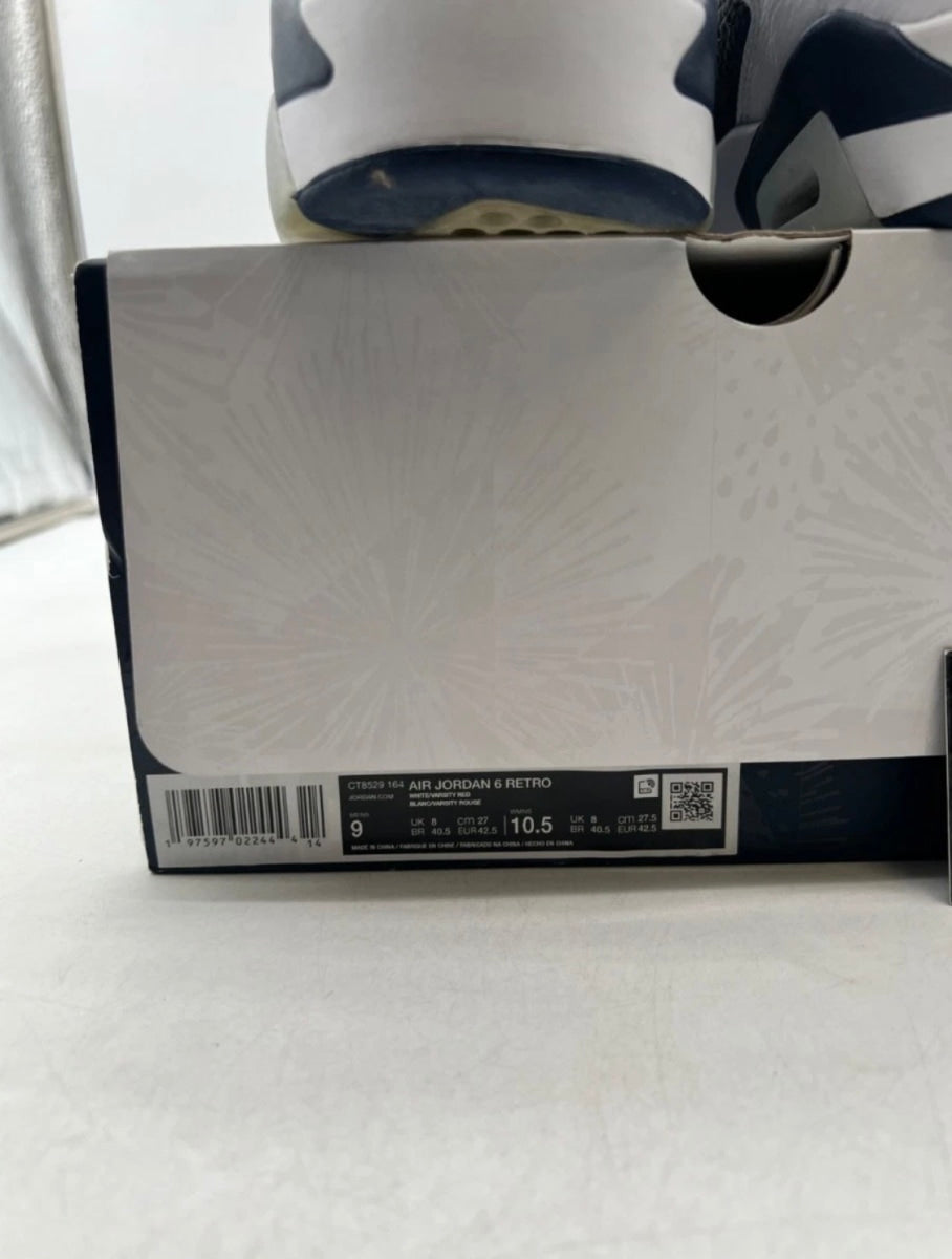 Jordan 6 Retro Olympic (2024) 9 (Lightly Worn Pre-Owned)JordanWhite/Varsity Red/Midnight Navy - Image 4