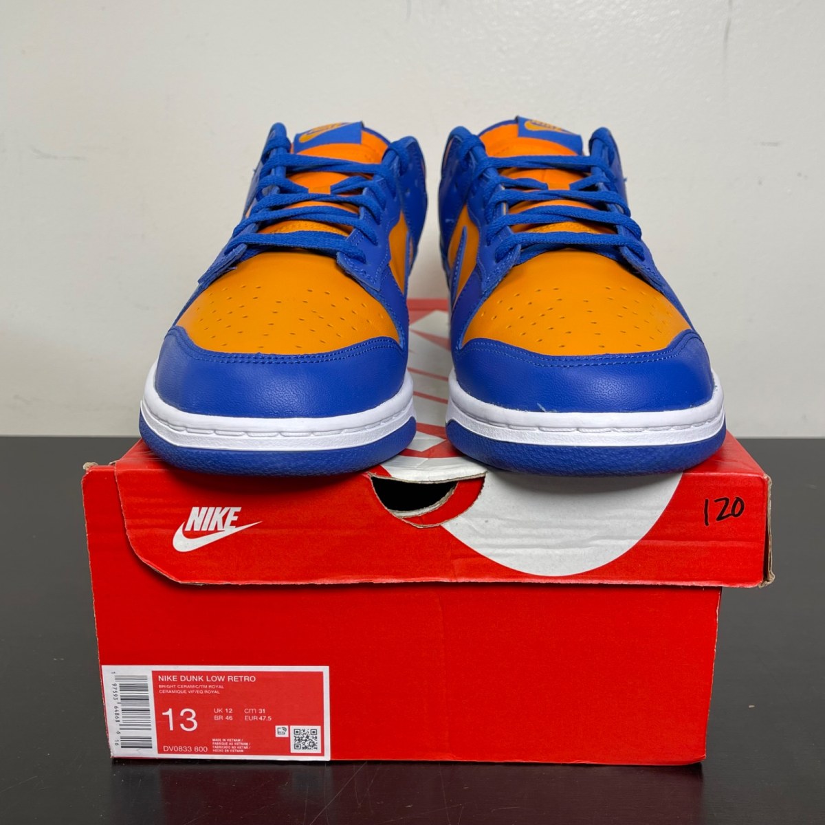 Nike Dunk Low Knicks 13 (Moderately Worn Pre-Owned)NikeBright Ceramic/Team Royal/University Red - Image 2