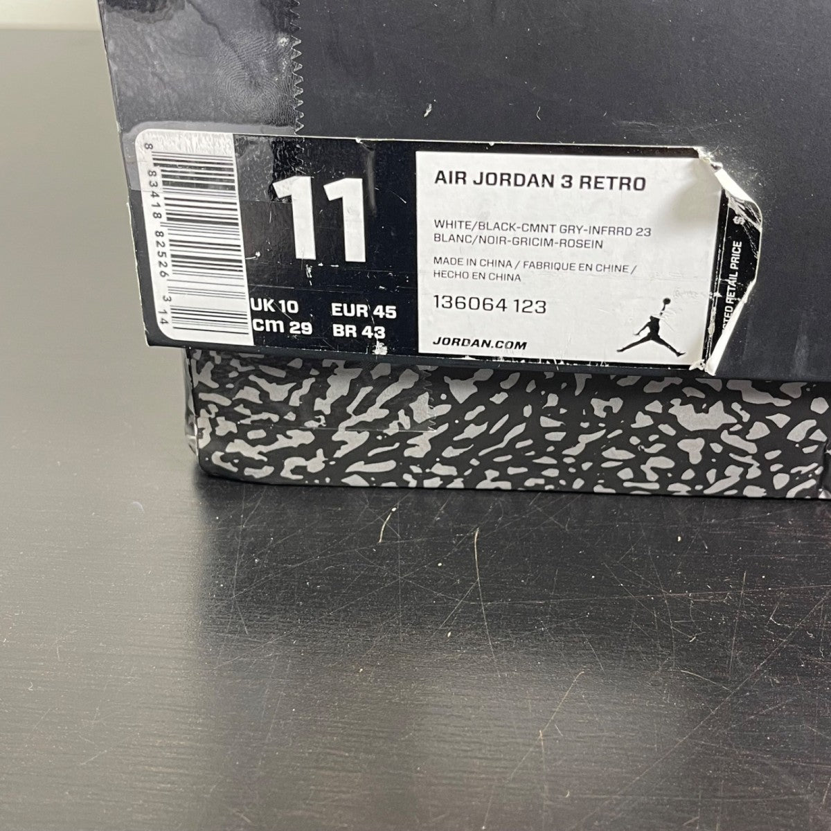 Jordan 3 Retro Infrared 23 11 (Moderately Worn Pre-Owned)JordanWhite/Cement Grey-Infrared 23-Black - Image 7