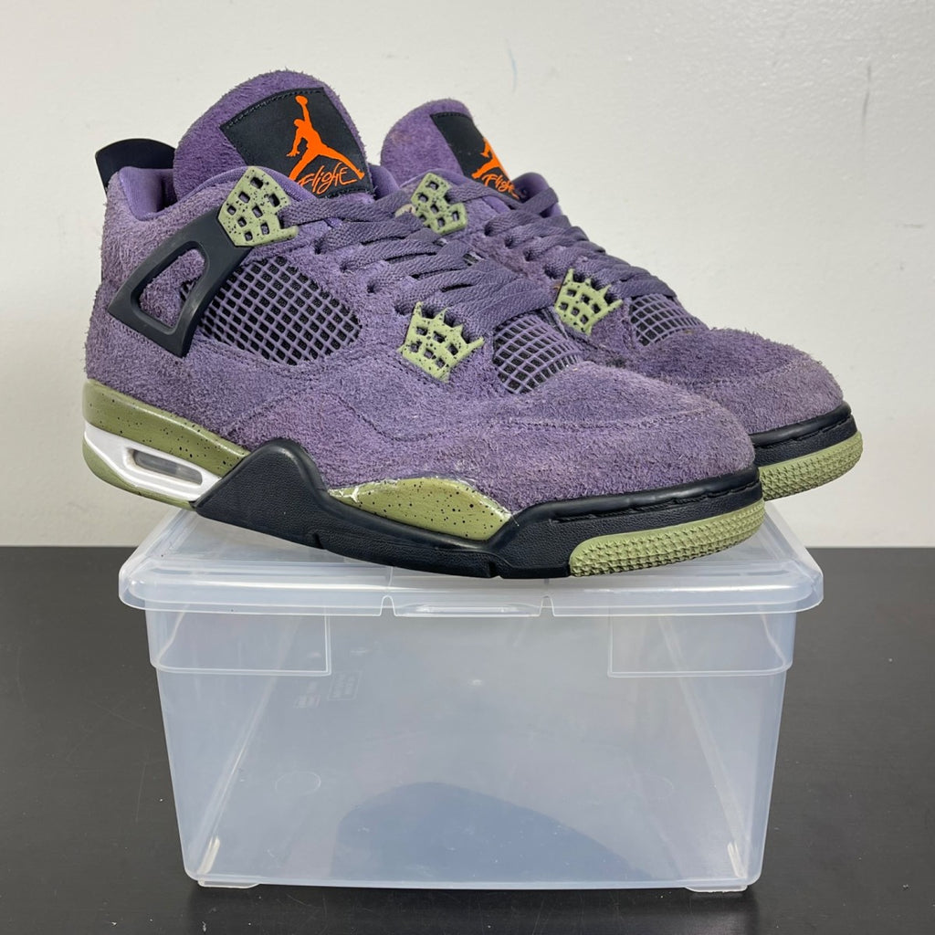 Jordan 4 Retro Canyon Purple (Women's) 12W (Moderately Worn Pre-Owned)JordanCanyon Purple/Anthracite/Alligator/Safety Orange - Image 1