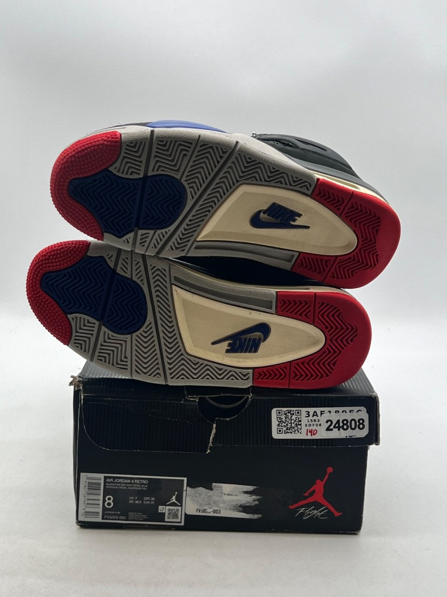 Jordan 4 Retro Rare Air (White Lettering) 8 (Moderately Worn Pre-Owned)JordanBlack/Fire Red/Deep Royal Blue/Dark Smoke Grey/Tech Grey - Image 8
