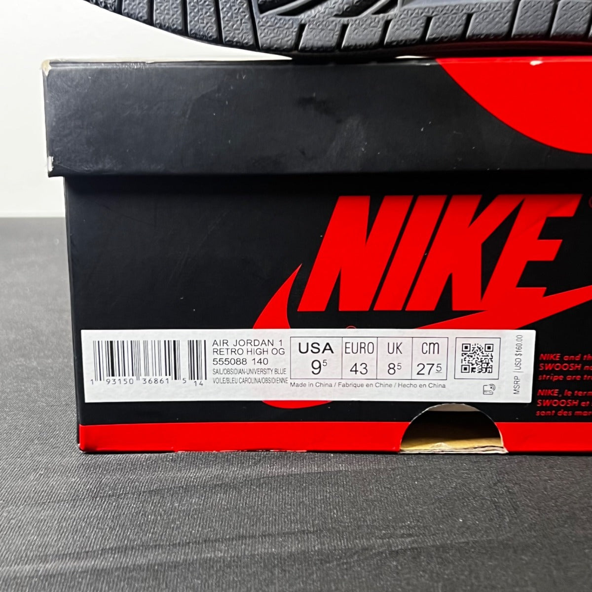 Jordan 1 Retro High Obsidian 9.5 (Lightly Worn Pre-Owned)JordanSail/Obsidian-University Blue - Image 6