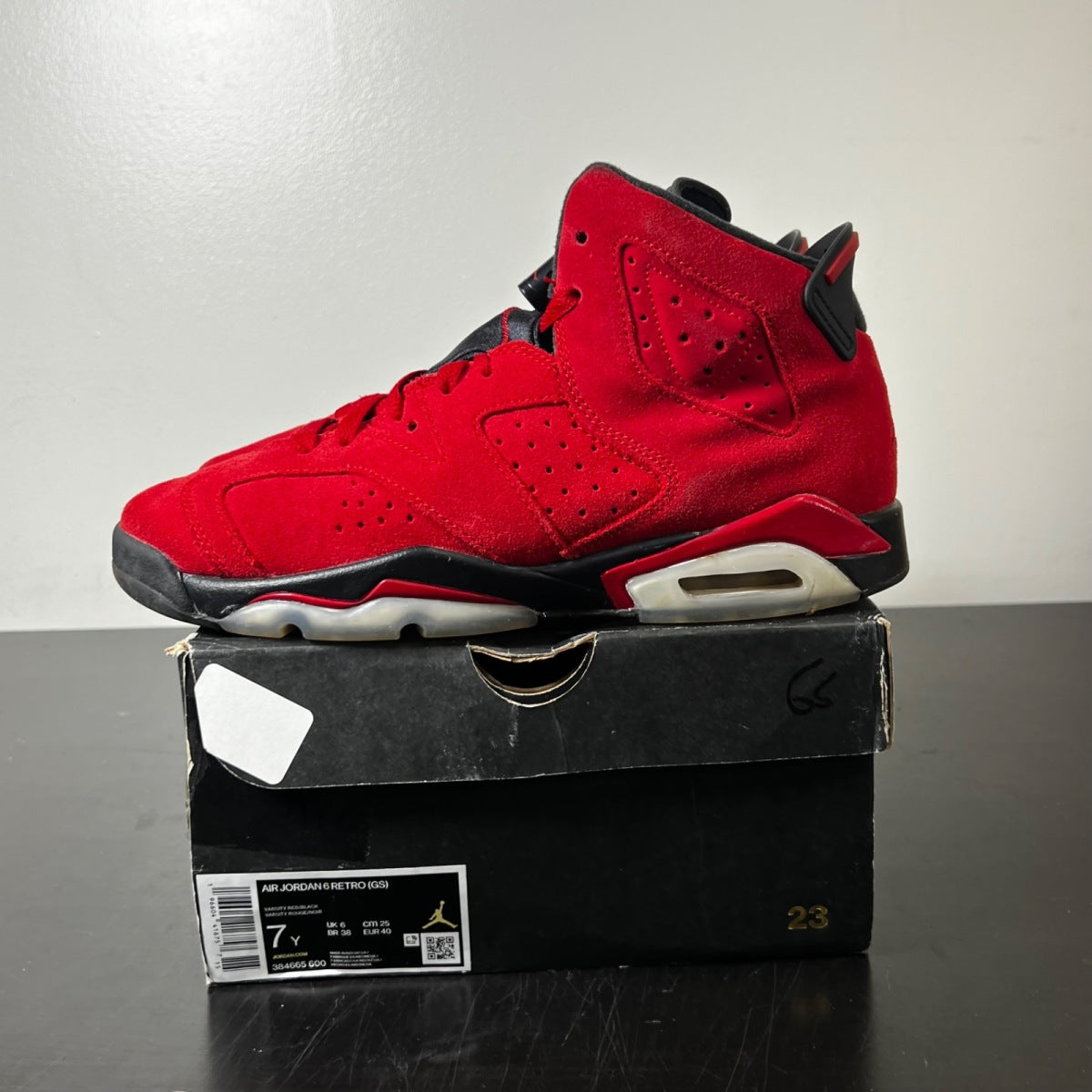 Jordan 6 Retro Toro Bravo (GS) 7Y (Heavily Worn Pre-Owned)JordanVarsity Red/Black - Image 3