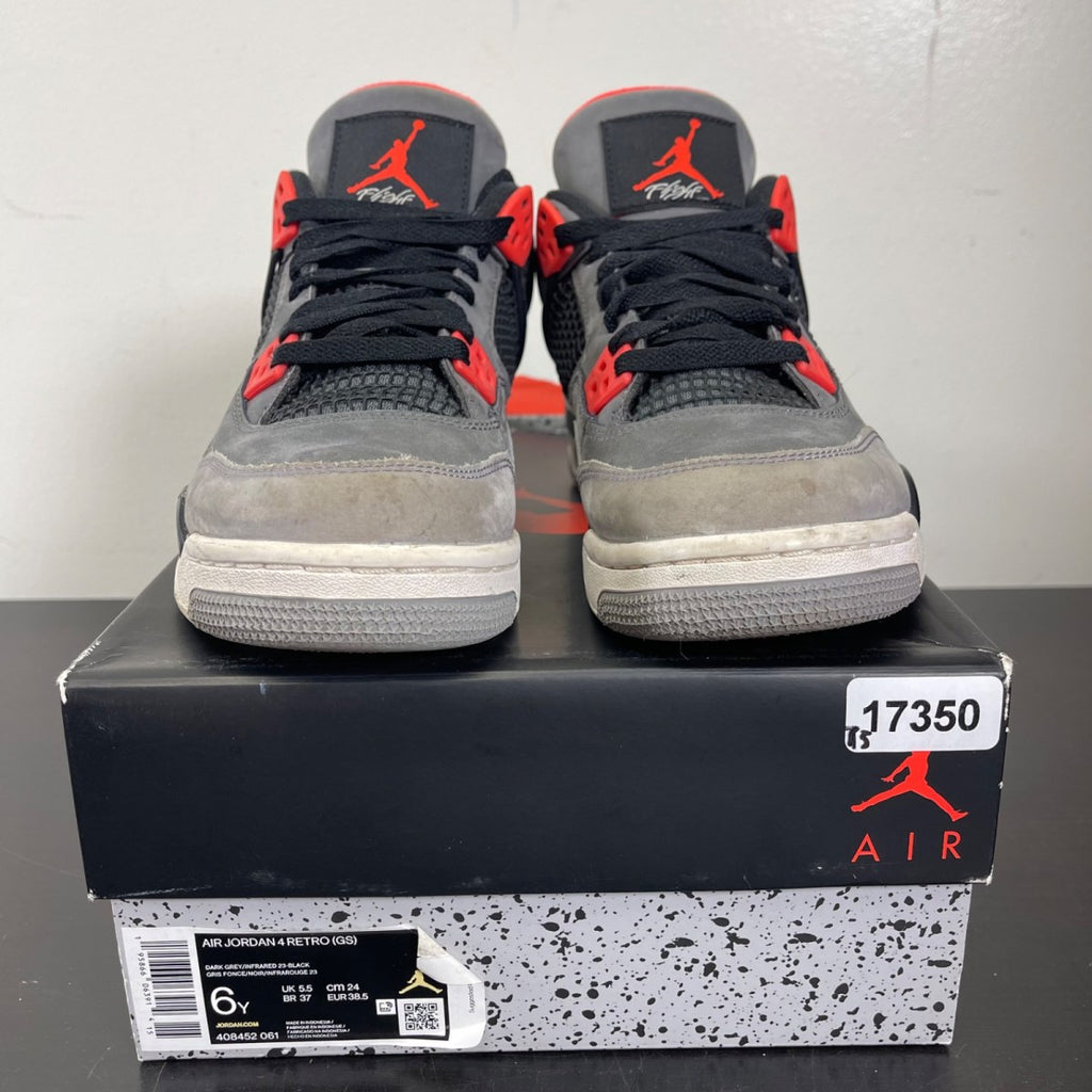 Jordan 4 Retro Infrared (GS) 6Y (Moderately Worn Pre-Owned)JordanDark Grey/Infrared 23-Black-Cement Grey - Image 2