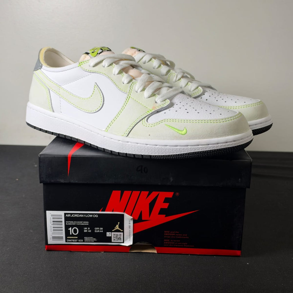 Jordan 1 Retro Low White Ghost Green Black (Size 10) - aux
