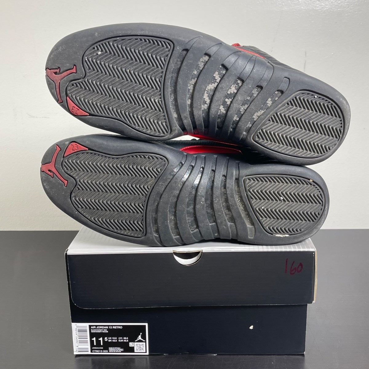 Jordan 12 Retro Bloodline 11.5 (Moderately Worn Pre-Owned)JordanBlack/Black/Varsity Red - Image 5