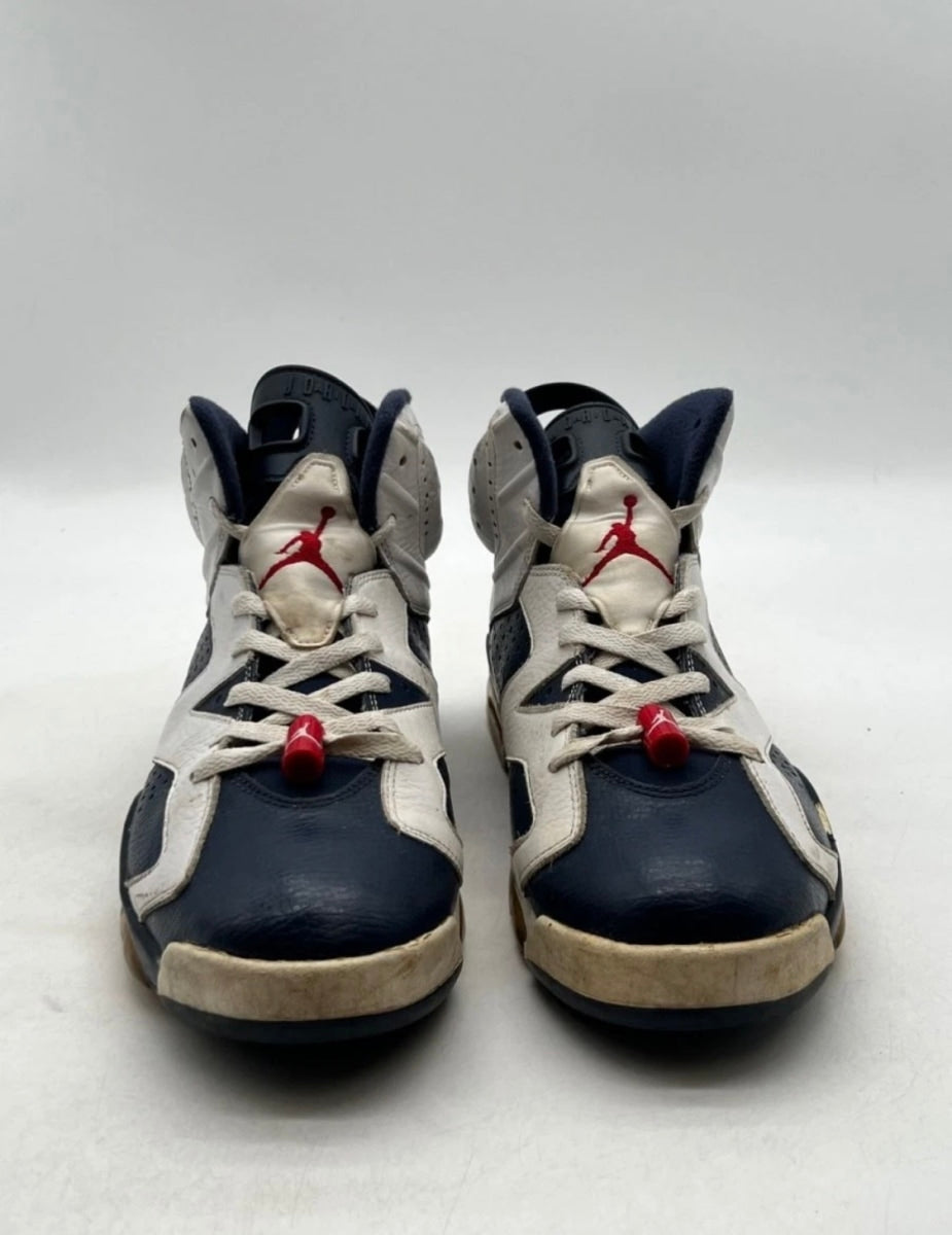Jordan 6 Retro Olympic London (2012) 11 (Heavily Worn Pre-Owned)JordanWhite/Midnight Navy-Varsity Red - Image 2