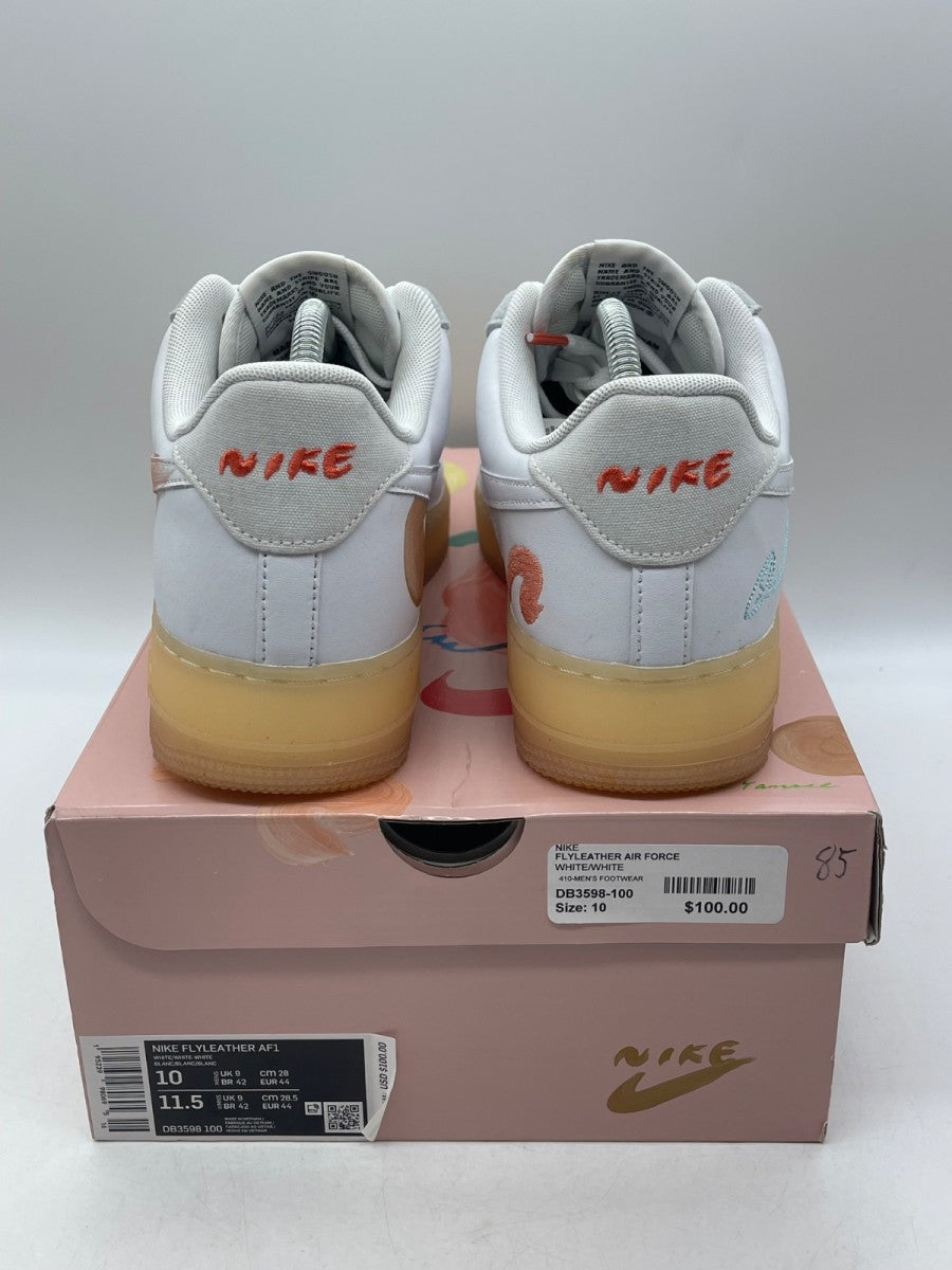 Nike Air Force 1 Flyleather Mayumi Yamase White 10 (Moderately Worn Pre-Owned)NikeWhite/White-White - Image 3