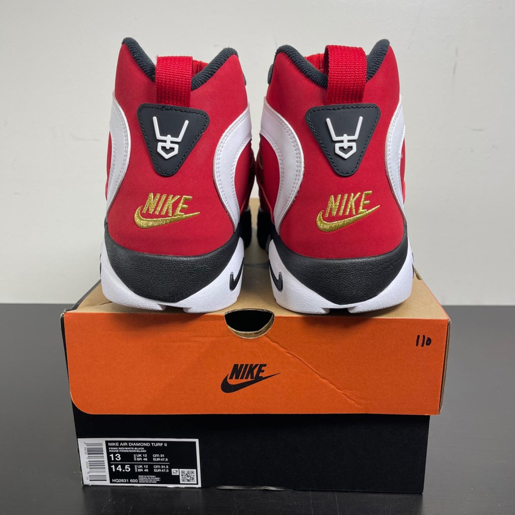 Nike Air Diamond Turf 2 Red Gold (2026) 13 (Moderately Worn Pre-Owned)NikePrime Red/Black/Metallic Gold/White - Image 4