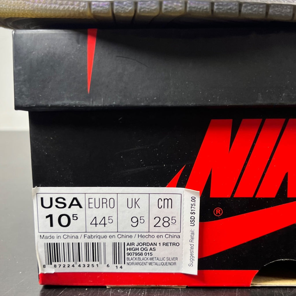 Jordan 1 Retro All-Star Chameleon (2017) 10.5 (Lightly Worn Pre-Owned)JordanBlack/Black-Metallic Silver-White - Image 4