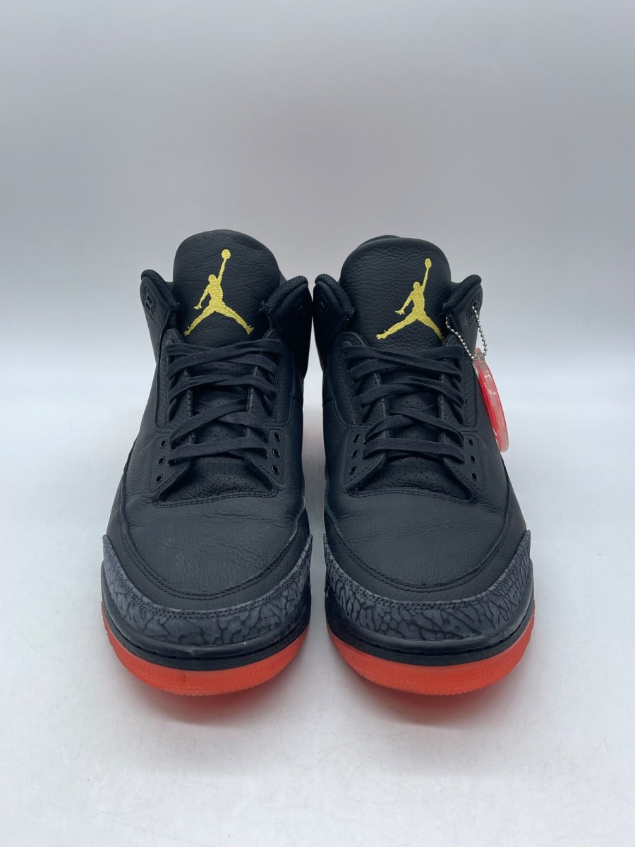 Jordan 3 Retro J Balvin Rio 15 (Moderately Worn Pre-Owned)JordanBlack/Solar Flare/Total Crimson Abyss - Image 2