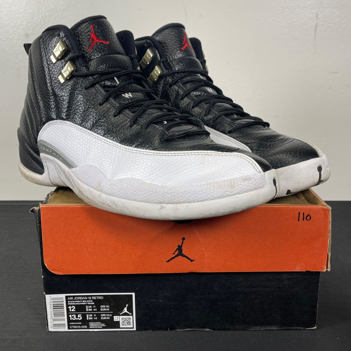 Jordan 12 Retro Playoffs (2022) 12 (Moderately Worn Pre-Owned)JordanBlack/Varsity Red-White - Image 1