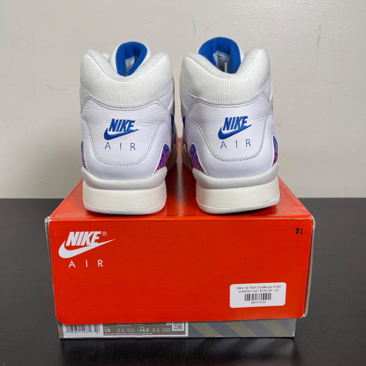 Nike Air Tech Challenge II Pixel Court (2025) 13 (Moderately Worn Pre-Owned)NikeWhite/Royal Blue/Laser Crimson/Pale Ivory/Platinum Tint - Image 4