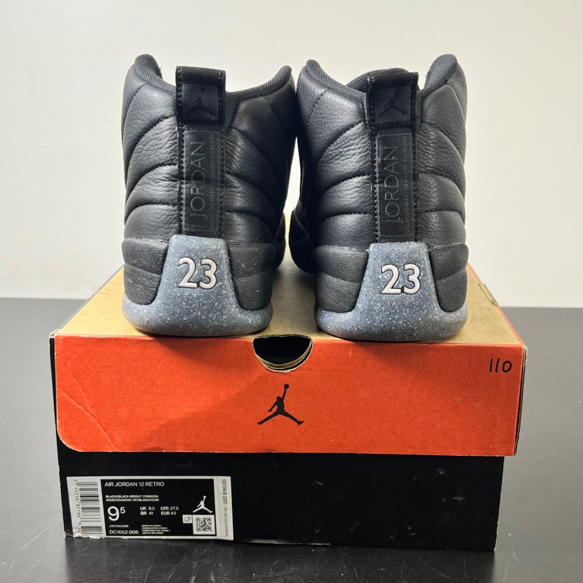 Jordan 12 Retro Utility 9.5 (Lightly Worn Pre-Owned)JordanBlack/Black-Bright Crimson-White - Image 4