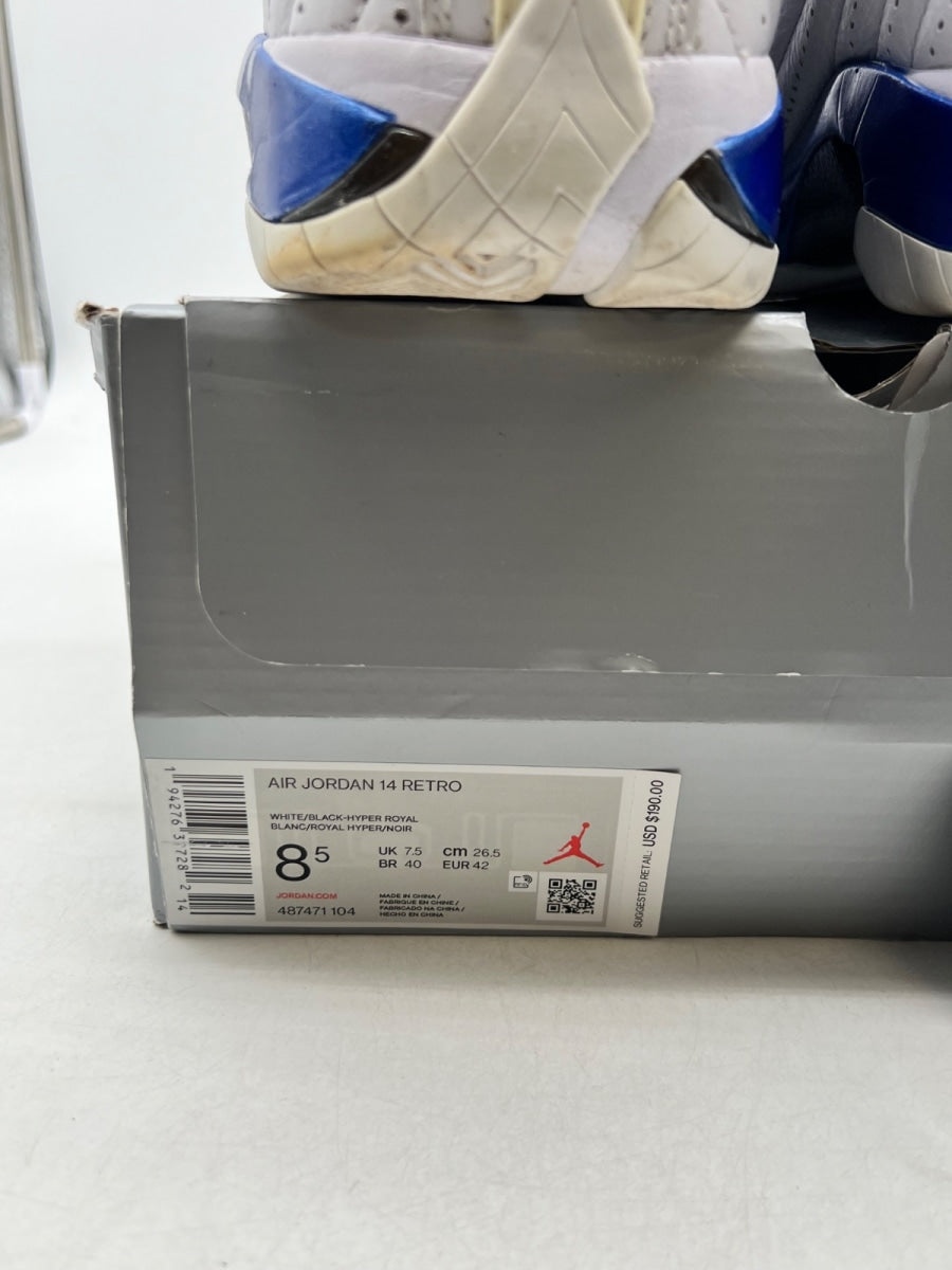 Jordan 14 Retro White Hyper Royal 8.5 (Moderately Worn Pre-Owned)