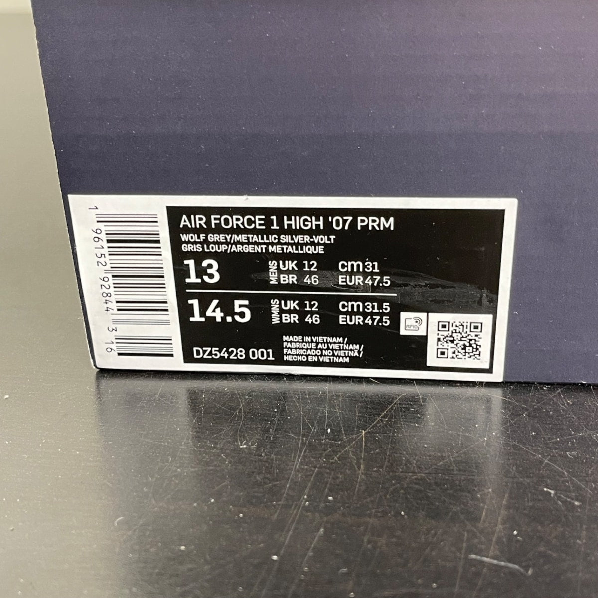 Nike Air Force 1 High Wolf Grey 13 (Moderately Worn Pre-Owned)NikeWolf Grey/Metallic Silver-Volt - Image 7