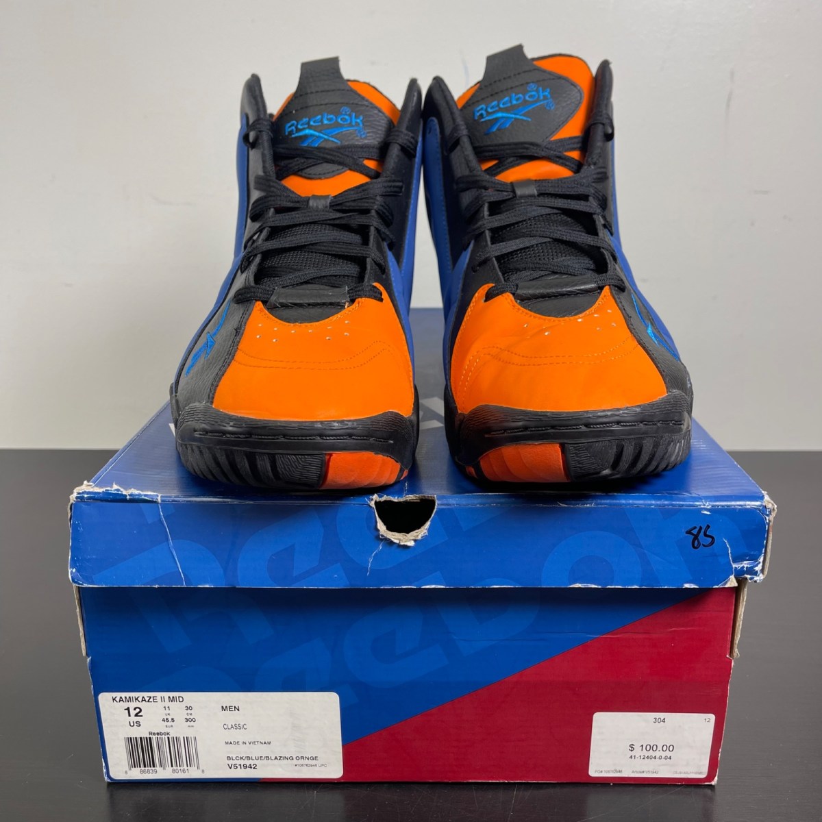 Reebok Kamikaze II OKC 12 (Moderately Worn Pre-Owned)ReebokBlack / Blue-Blazing Orange - Image 2