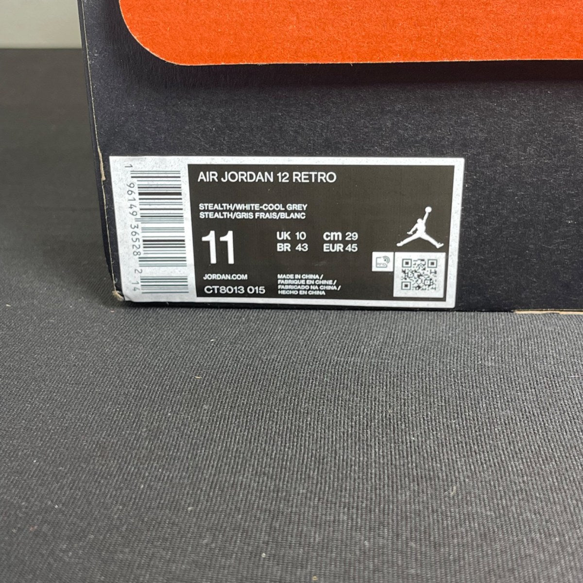 Jordan 12 Retro Stealth (Size 11) - aux