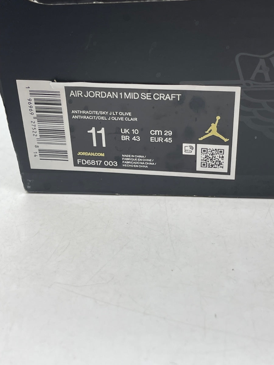 Jordan 1 Mid SE Craft Anthracite Light Olive 11 (Moderately Worn Pre-Owned)JordanAnthracite/Black/Bright Mandarin/Sky J Light Olive - Image 9