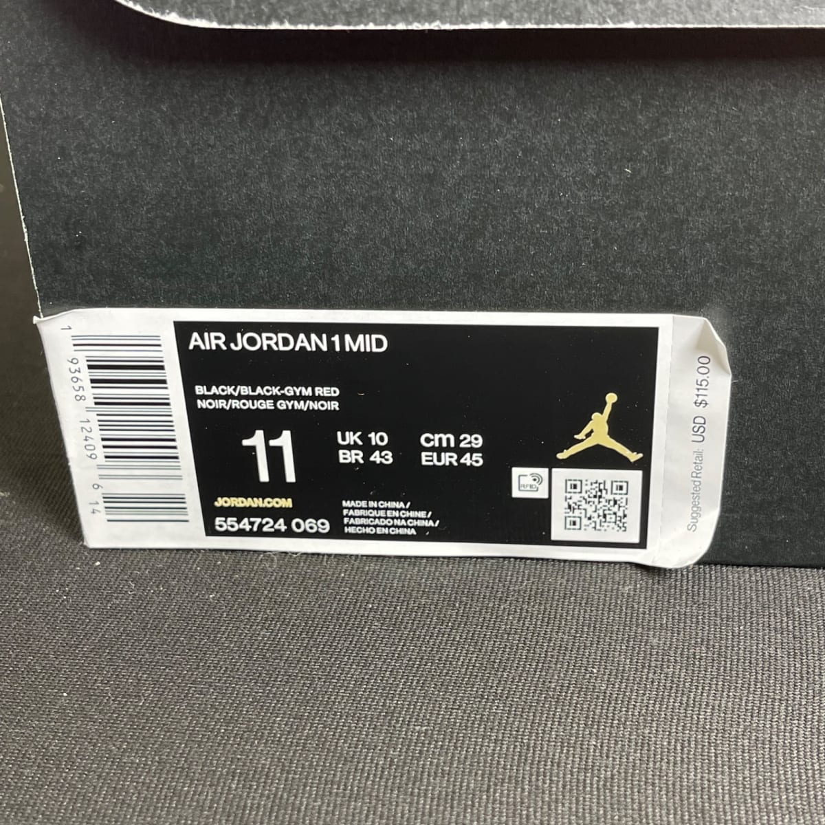 Jordan 1 Mid Chicago Toe (Size 11) - aux