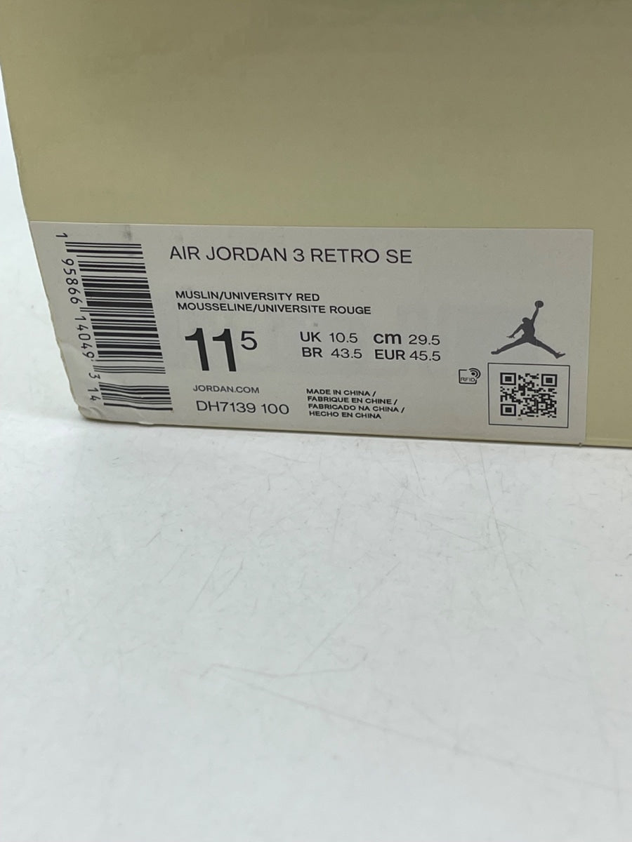 Jordan 3 Retro Muslin 11.5 (Moderately Worn Pre-Owned)JordanMuslin/University Red-Cement Grey-Sail - Image 9