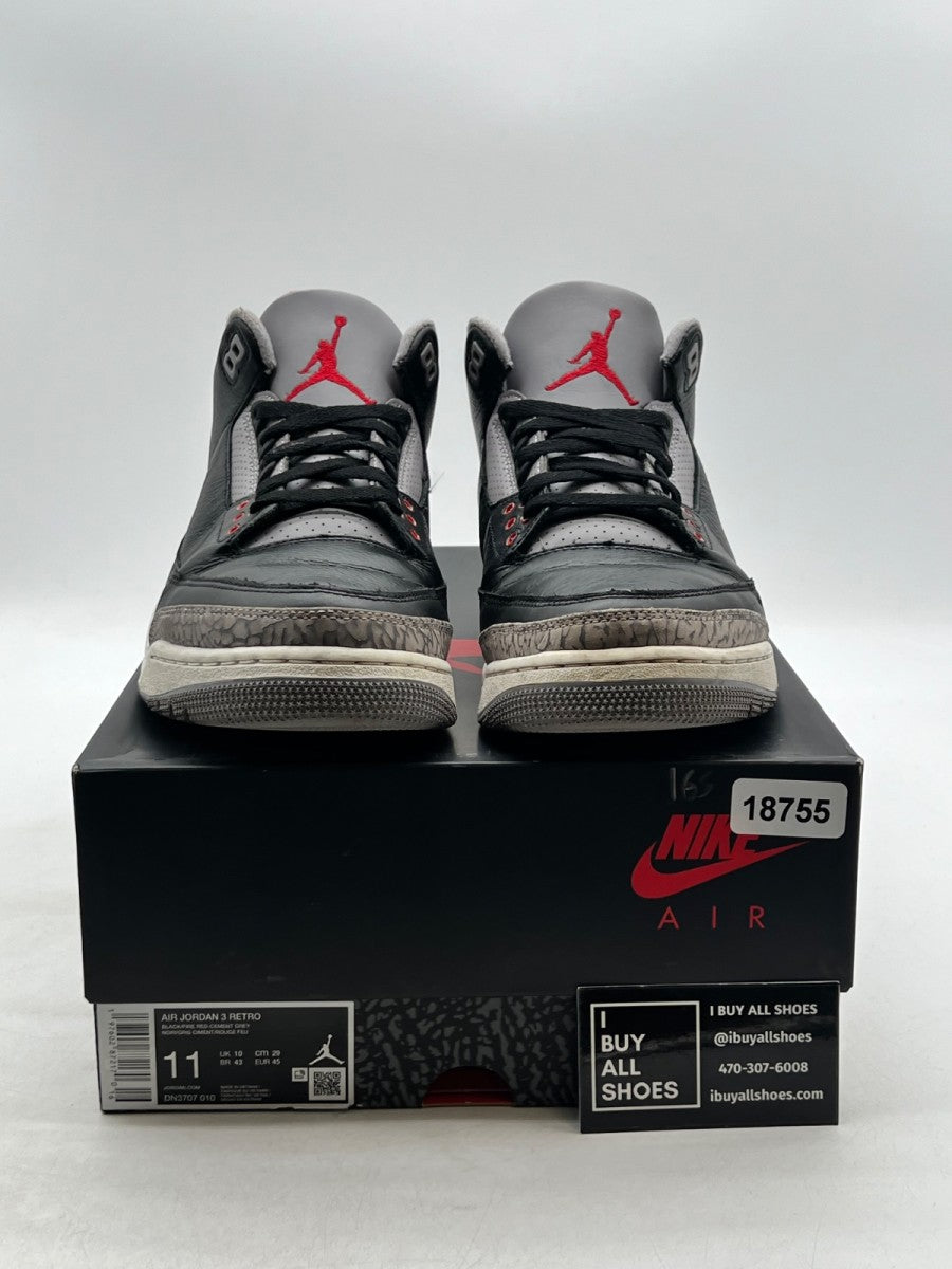 Jordan 3 Retro OG Black Cement (2024) 11 (Heavily Worn Pre-Owned) - Image 2