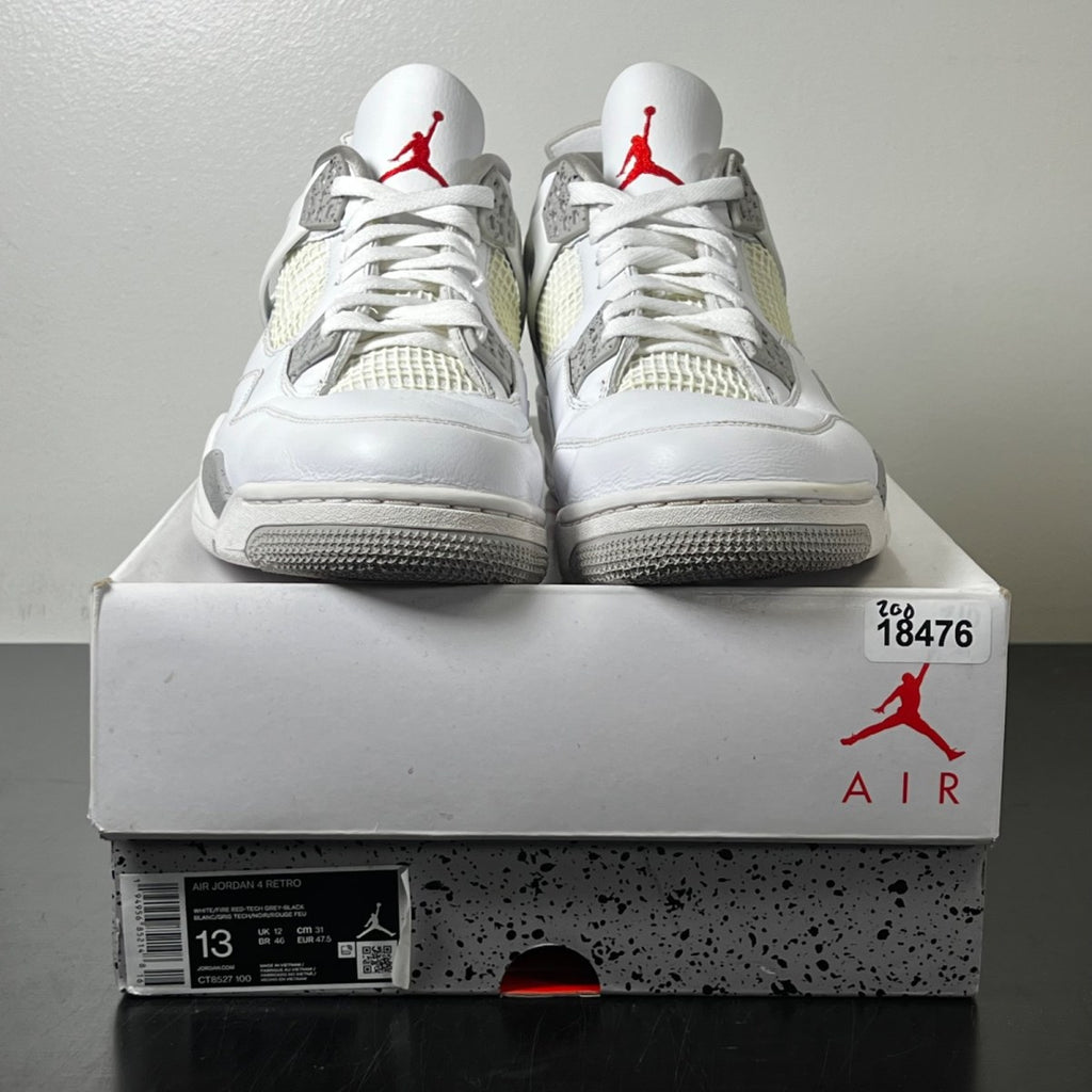 Jordan 4 Retro White Oreo (2021) 13 (Moderately Worn Pre-Owned)JordanWhite/Tech Grey-Black-Fire Red - Image 2