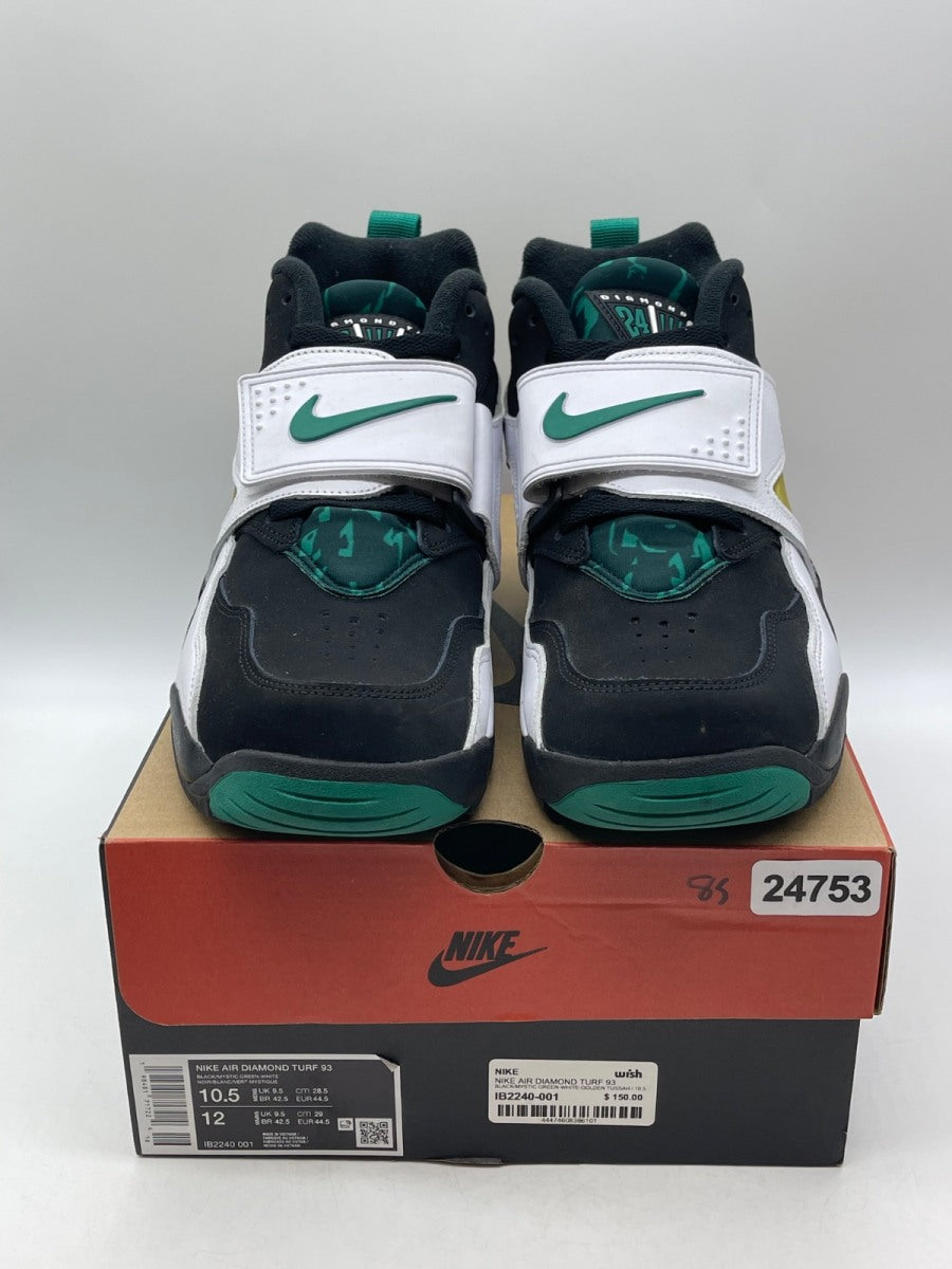 Nike Air Diamond Turf Emerald 10.5 (Moderately Worn Pre-Owned)NikeBlack/Mystic Green-White-Golden Tussah - Image 2