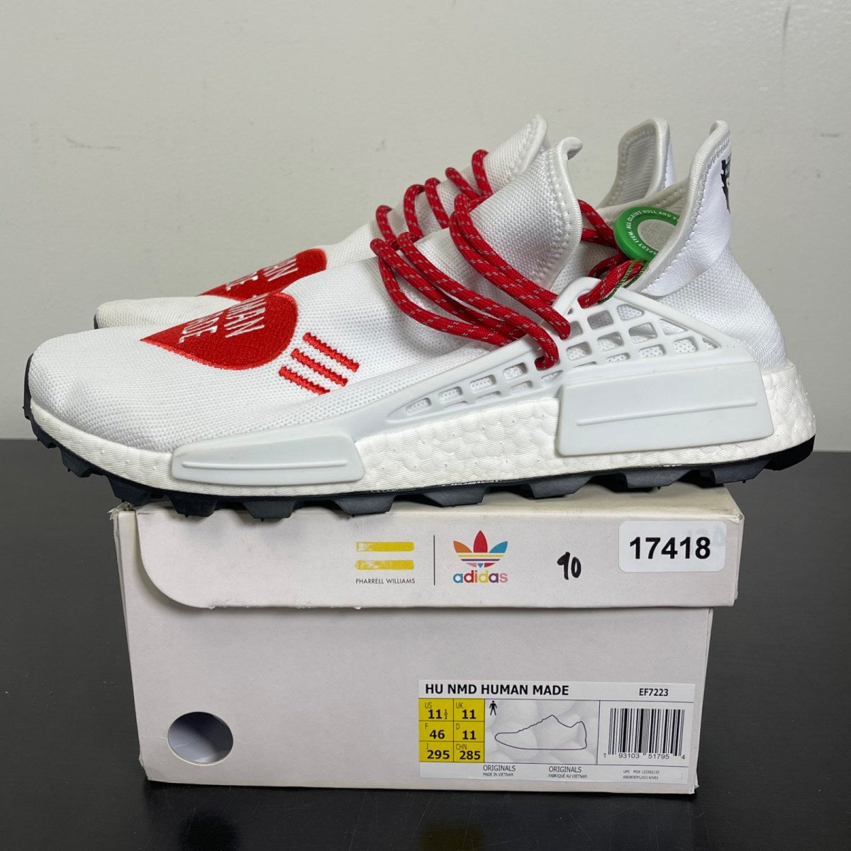 adidas NMD HU Pharrell Human Made White Red 11.5 (Moderately Worn Pre-Owned)adidasWhite/White/Red - Image 3