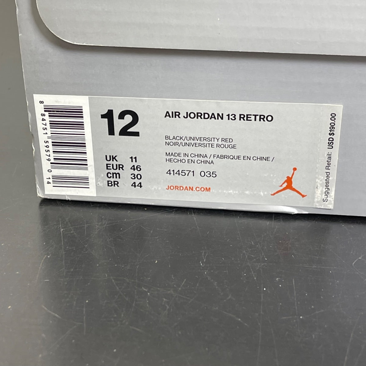 Jordan 13 Retro Carmelo Anthony Class Of 2002 (B-Grade) 12 (Moderately Worn Pre-Owned)JordanBlack/University Red-University Gold - Image 7