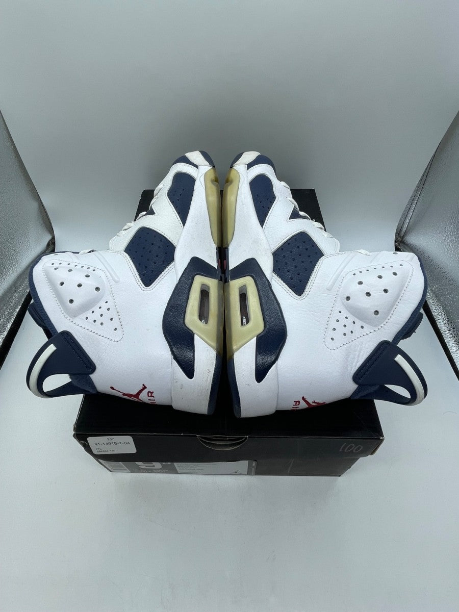 Jordan 6 Retro Olympic London (2012) 9.5 (Moderately Worn Pre-Owned)JordanWhite/Midnight Navy-Varsity Red - Image 6
