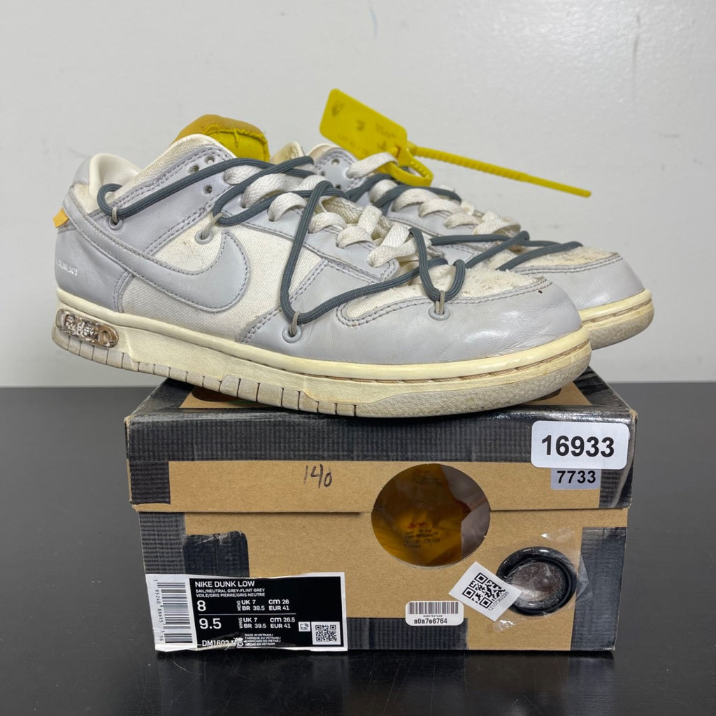 Nike Dunk Low Off-White Lot 41 8 (Moderately Worn Pre-Owned)NikeSail/Neutral Grey-Flint Grey - Image 1