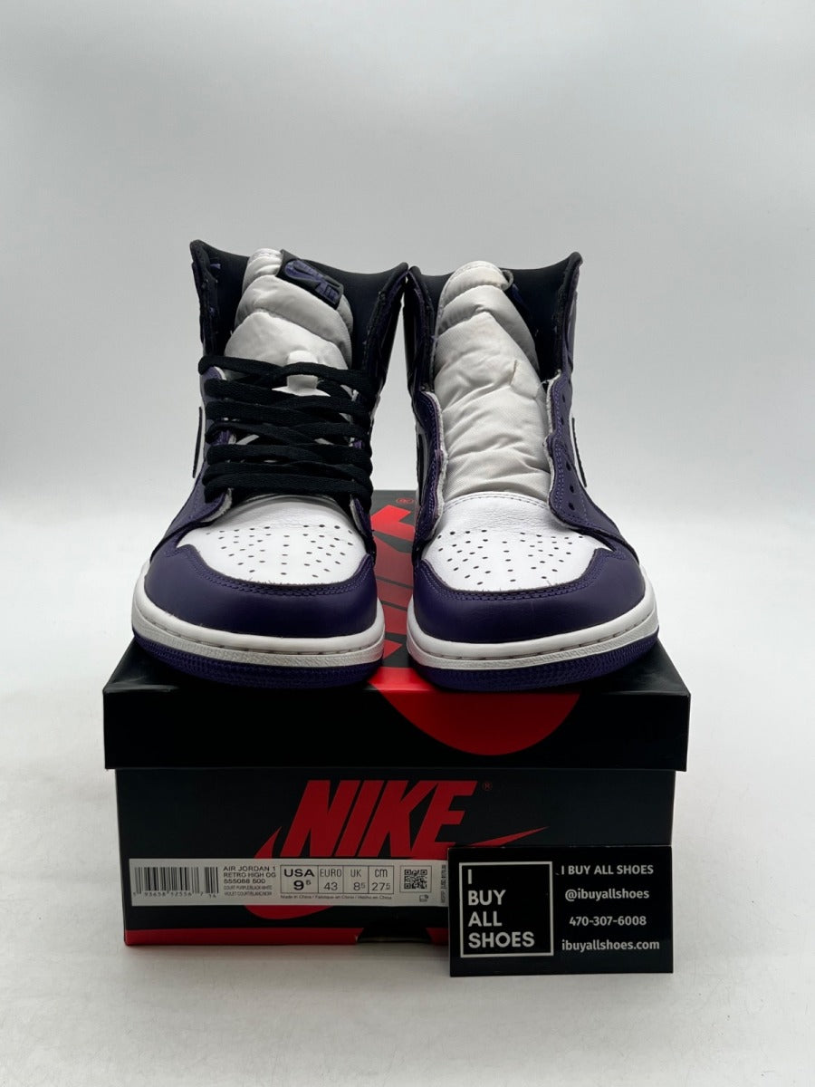 Jordan 1 Retro High Court Purple White 9.5 (Lightly Worn Pre-Owned) - Image 2