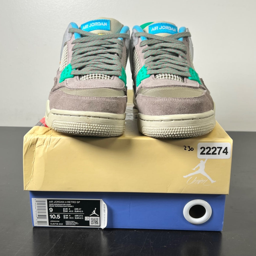 Jordan 4 Retro SP 30th Anniversary Union Taupe Haze 9 (Lightly Worn Pre-Owned)JordanTaupe Haze/Blue Fury-Khaki-Roma Green - Image 2