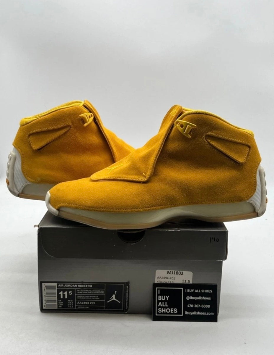 Jordan 18 Retro Yellow Ochre 11.5 (Lightly Worn Pre-Owned)JordanYellow Ochre/Yellow Ochre-Sail - Image 1