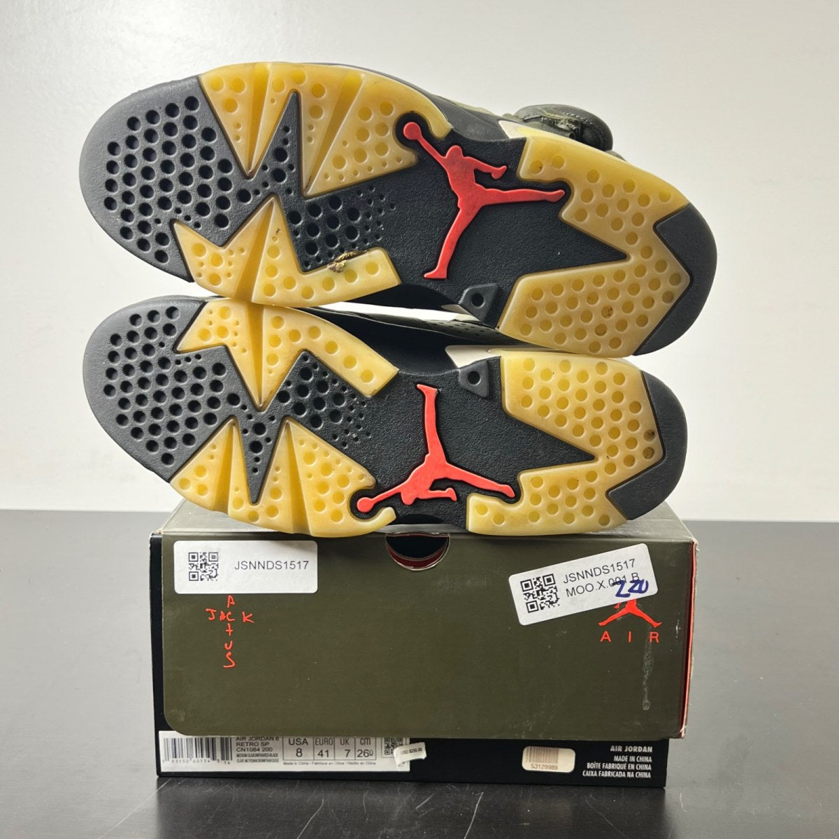 Jordan 6 Retro Travis Scott 8 (Lightly Worn Pre-Owned)JordanMedium Olive/Black-Sail-University Red - Image 6