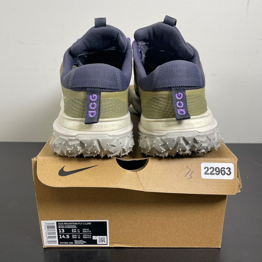 Nike ACG Mountain Fly 2 Low Neutral Olive Mountain Grape 13 (Moderately Worn Pre-Owned)NikeNeutral Olive/Gridiron/Action Grape/Light Orewood Brown/Black - Image 4
