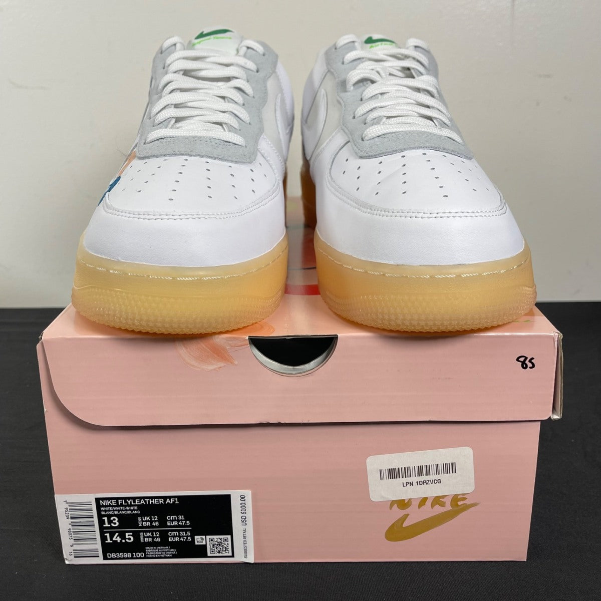 Nike Air Force 1 Flyleather Mayumi Yamase White 13 (Moderately Worn Pre-Owned)NikeWhite/White-White - Image 2