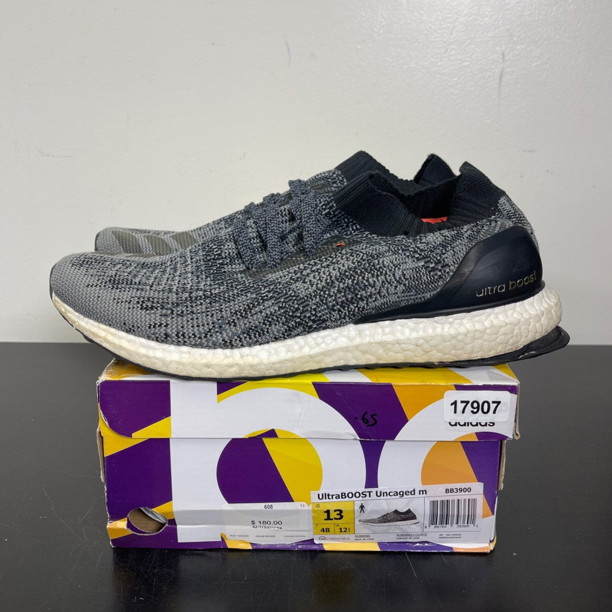 adidas Ultra Boost Uncaged Core Black 13 (Moderately Worn Pre-Owned)adidasCore Black/Charcoal Solid Grey/Gold - Image 3
