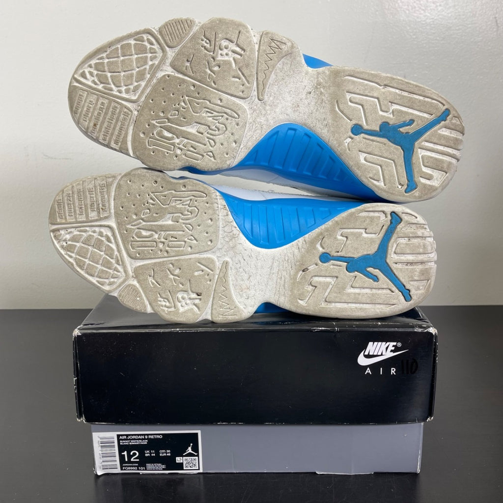 Jordan 9 Retro Powder Blue (2024) 12 (Moderately Worn Pre-Owned)JordanSummit White/Black/Dark Powder Blue - Image 5