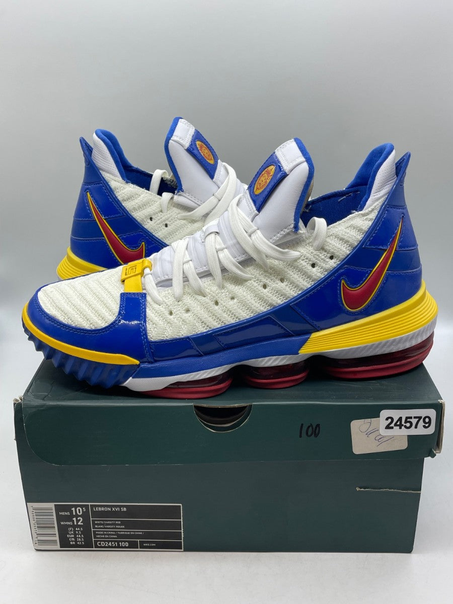 Nike LeBron 16 Superman SuperBron 10.5 (Moderately Worn Pre-Owned)NikeWhite/Varsity Red-Varsity Royal - Image 1