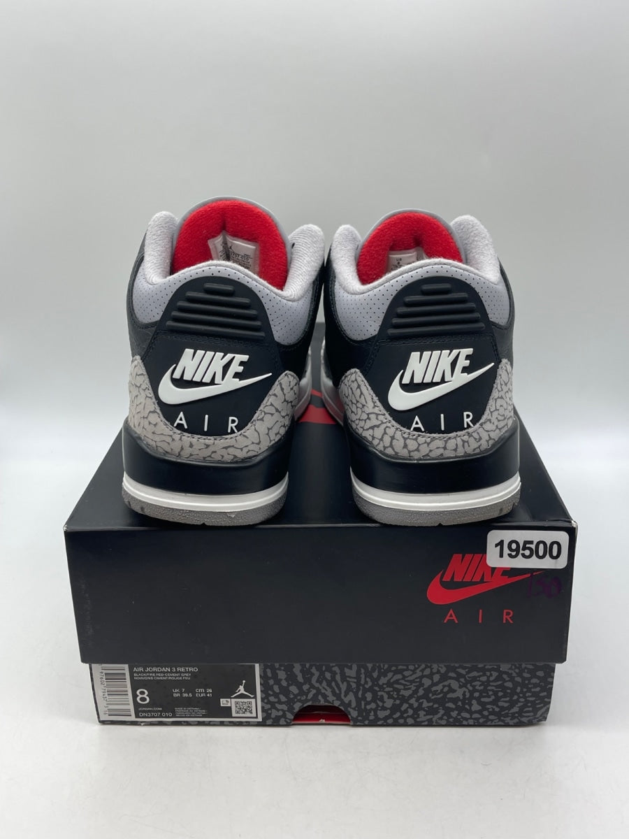 Jordan 3 Retro OG Black Cement (2024) 8 (Moderately Worn Pre-Owned)JordanBlack/Fire Red/Cement Grey/Sail - Image 3